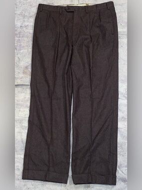 Paul Stuart Wool Flannel Tweed Dress Pants Slacks Trousers Work Office 35 Pleats